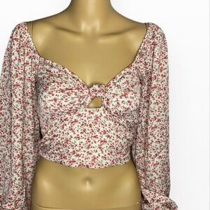 💥Flash Sale💥ET CLET Floral Front Twist Puff Sleeves Top S